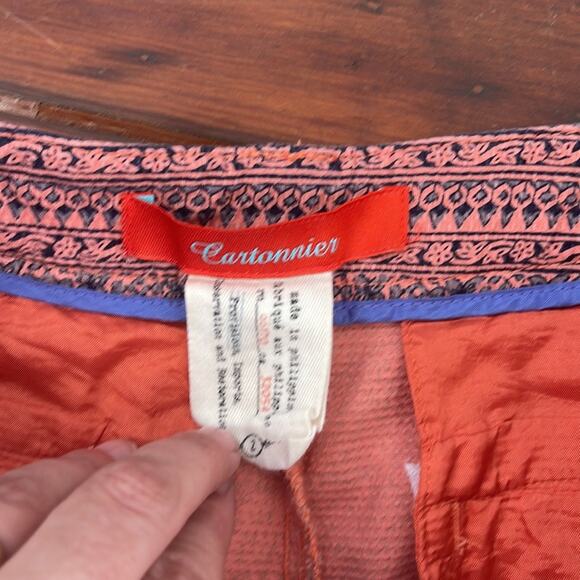 ANTHRO Cartonnier side button up flat front printed chino shorts sz 2 - Picture 5 of 7